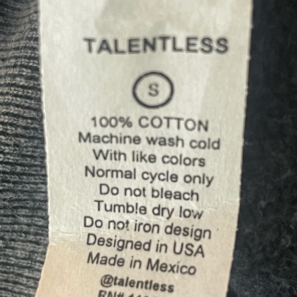 Talentless heavyweight sweatshirt hoodie black denim acid wash 100% Cotton RARE - Picture 8 of 8